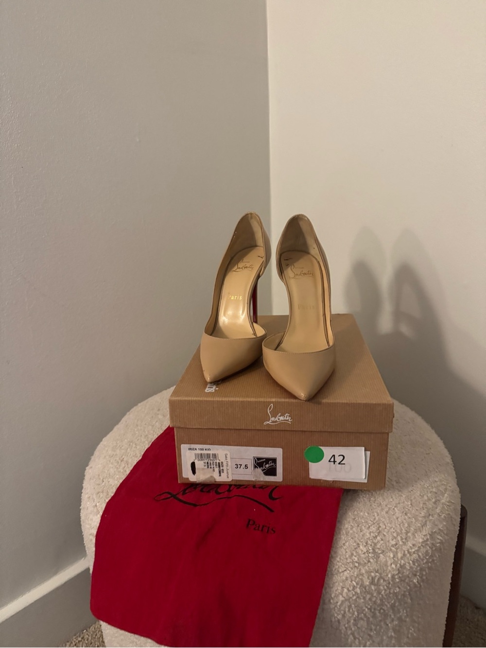 Christian Louboutin Nude Patent Pointed-Toe Pumps